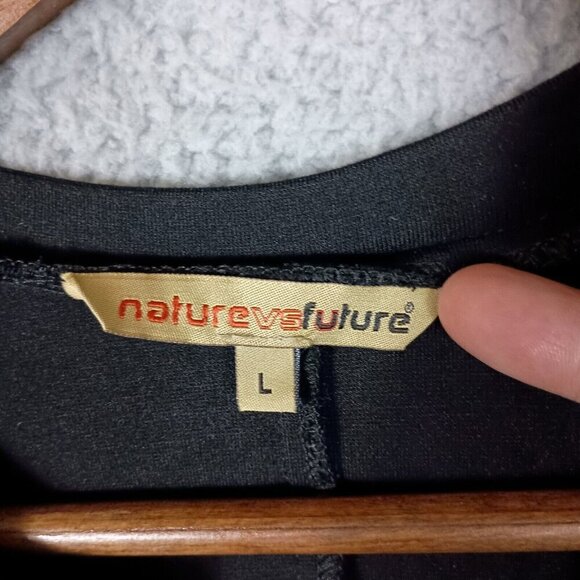 Nature vs Future Dress Women's Large Black Stretch V-Neck Short Sleeve Career - Picture 4 of 12